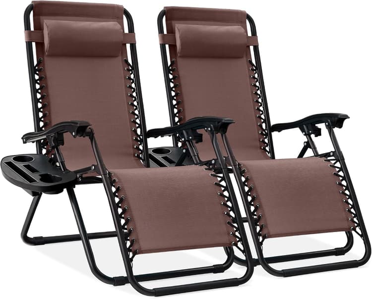 Best Choice Products Set of 2 Adjustable Steel Mesh Zero Gravity Lounge Chair Recliners