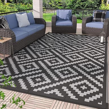 GENIMO Outdoor Rug for Patio, 9 x 12 Waterproof Reversible Plastic Camping Rug