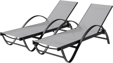 Shintenchi 2 PCS Outdoor Chaise Lounges Chair with Wheels