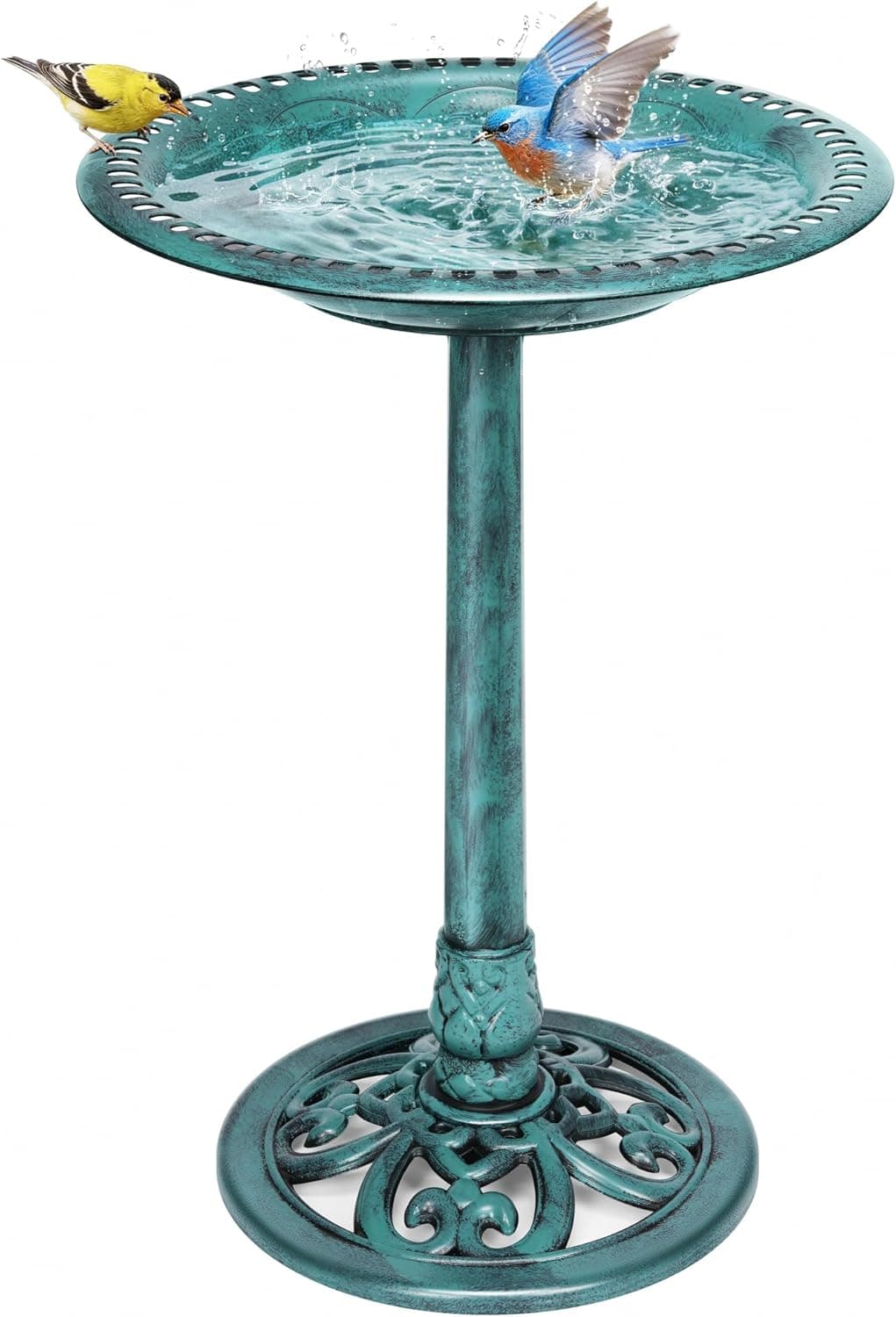 VIVOHOME Bird Bath for Outside, 28 Inch Weather-Resistant Polyresin Pedestal