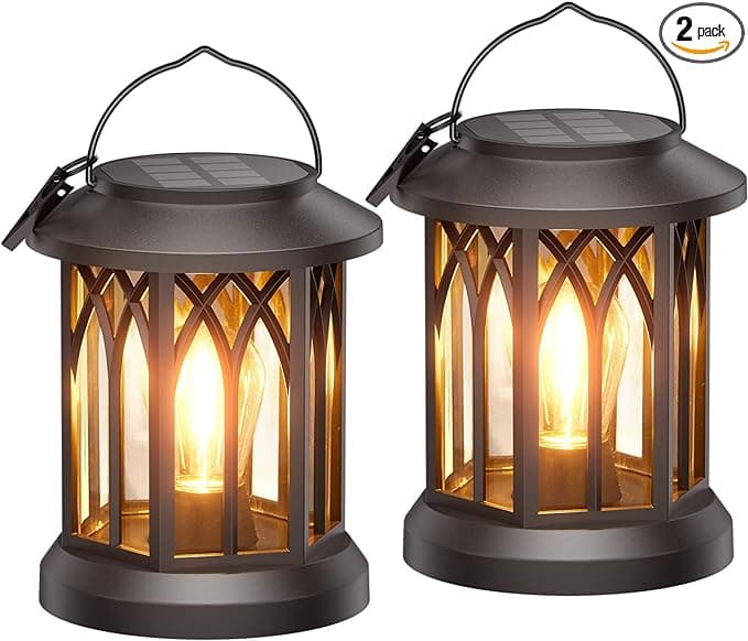 WdtPro Solar Lanterns Outdoor Waterproof Hanging Solar Lights, 2 Pack