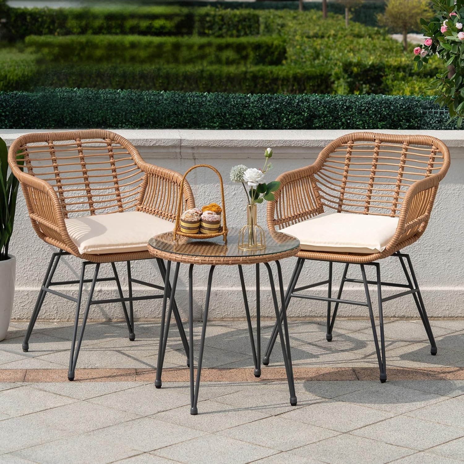 Tappio 3-Piece Outdoor Wicker Bistro Set